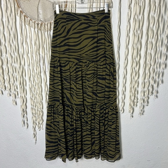 Veronica Beard NWT Serence Maxi Skirt Size 2 in Olive Zebra - Picture 7 of 14